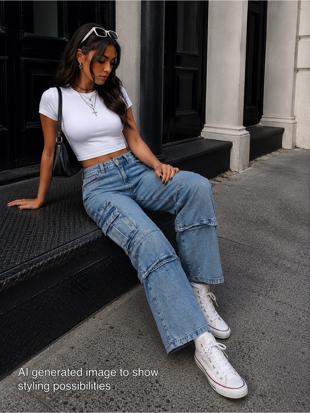 Garage Denim Low Rise Baggy Cargo Jeans - Picture 8 of 8